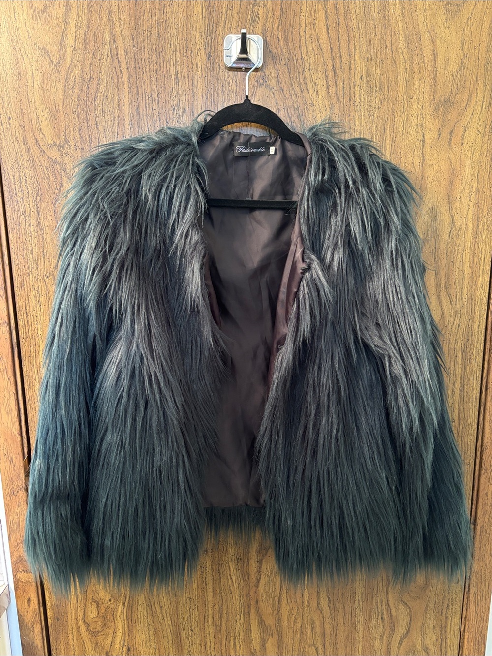 Faux Fur Jacket in Dark Gray - Trendy Women's Coat